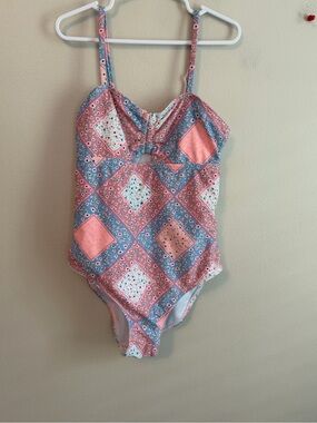 Paisley Lane Pink & Blue Patchwork One-Piece Swimsuit